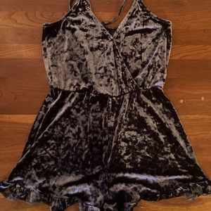 Kendall & Kylie Crushed Velvet Ruffled Hem Romper